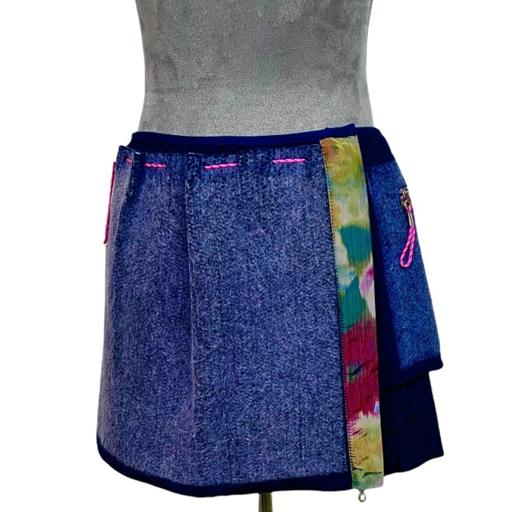 Vintage Marithe Francois Girbaud Felted Wool Mini Length Skirt